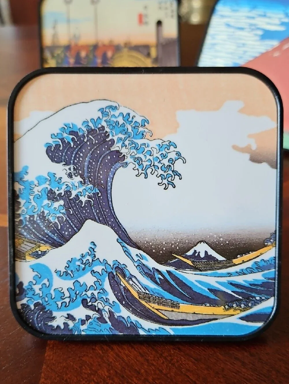 Vintage Japanese Ukiyo-e Art Coasters Set with Holder - Famous Woodblock Prints